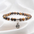 Bracelet "Confiance" en Œil-de-Tigre & Feuille Argent 925 - Pièce de Bijouterie -