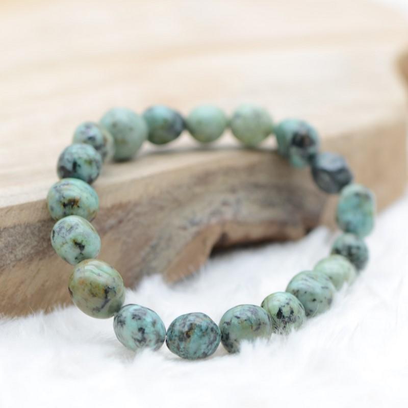 Bracelet roulé "Positif" en Turquoise Verte - lespierresdubienetre