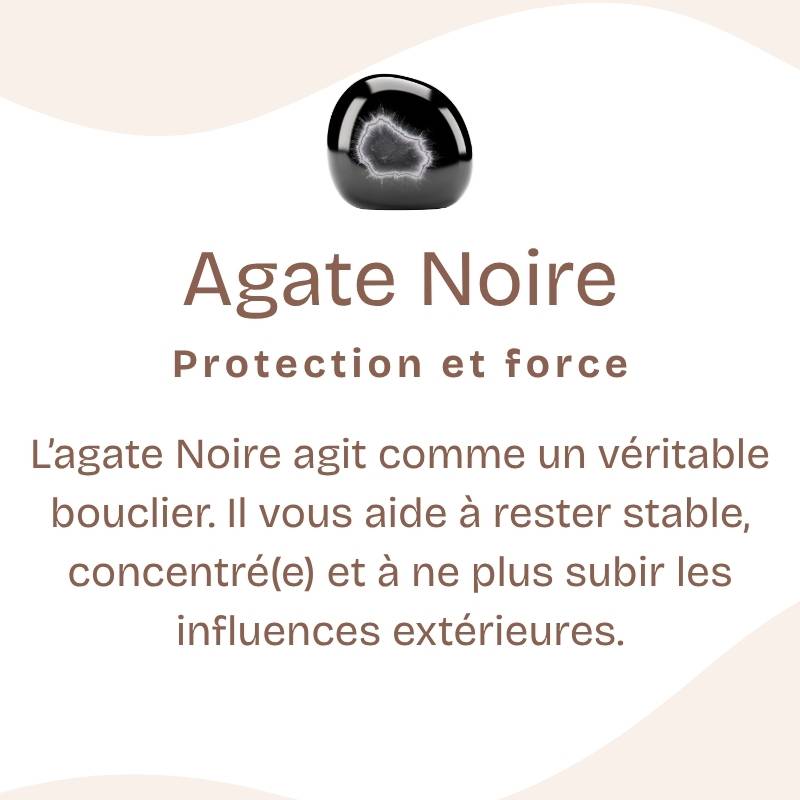 Bracelet "Force Mentale" en Agate Noire Chip