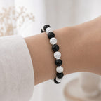 Bracelet "Anti-stress et force" en Howlite & Pierre de Lave