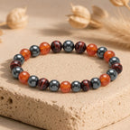 Bracelet "Confiance en soi" Mix en Hématite, Oeil de Taureau & Cornaline