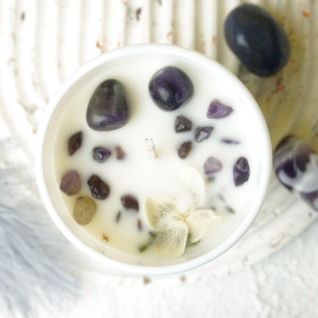 Bougie "Jasmin" en Améthyste - lespierresdubienetre