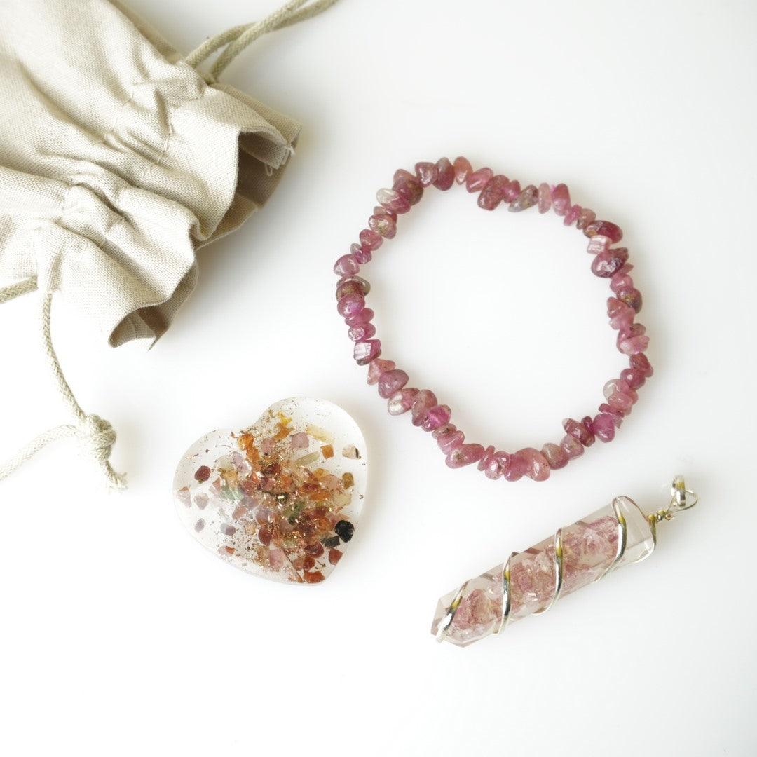 Pack "Amour" en Tourmaline Rose - lespierresdubienetre