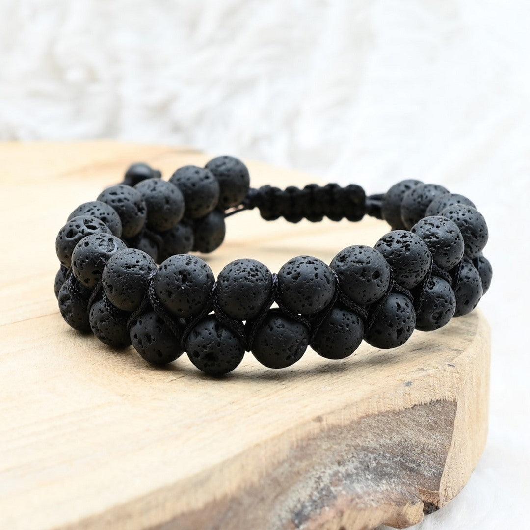 Bracelet "Reconstruction" en Pierre de Lave - Homme - lespierresdubienetre