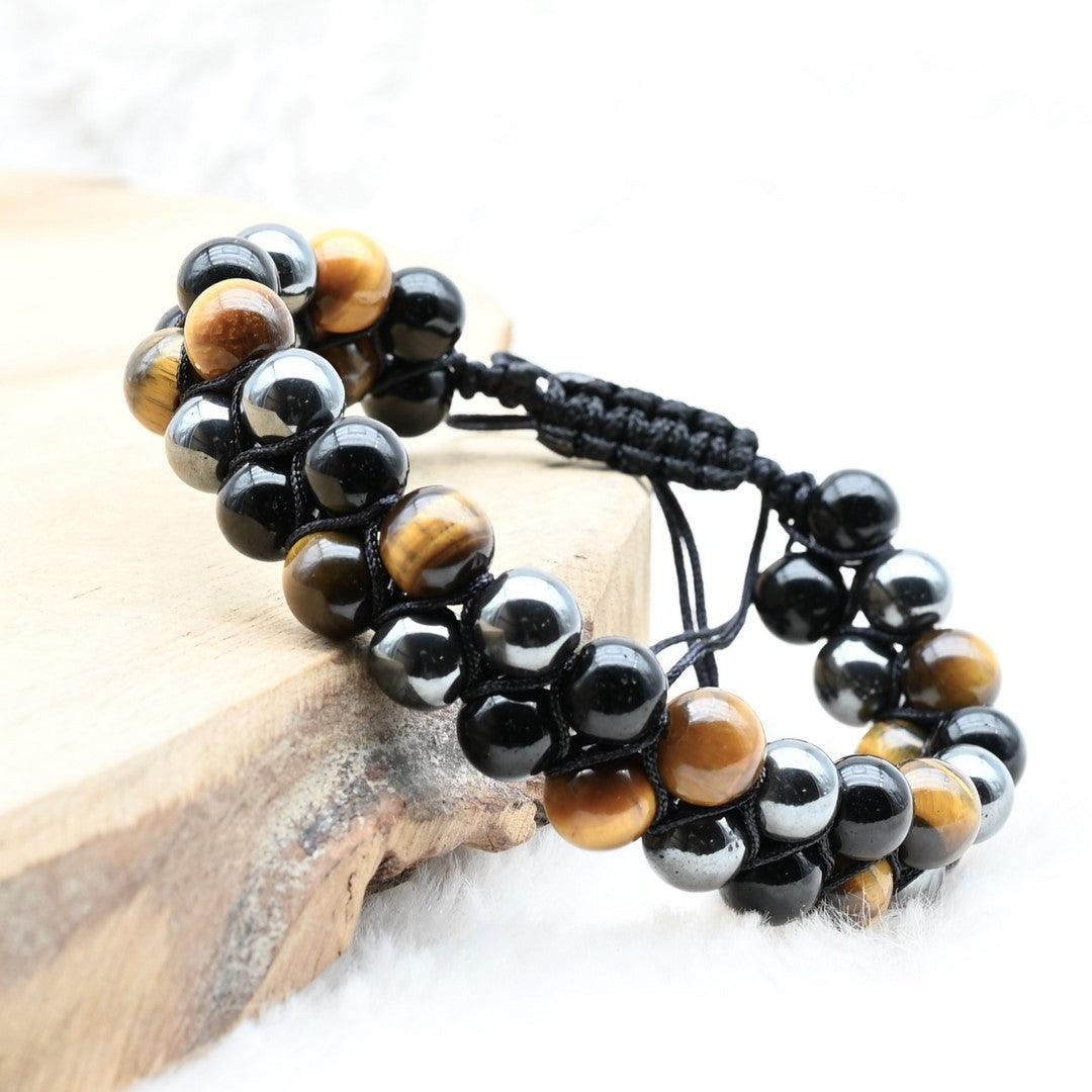 Bracelet "Protection Triple" en Hematite, Oeil-de-Tigre et Obsidienne - Homme 2 - lespierresdubienetre