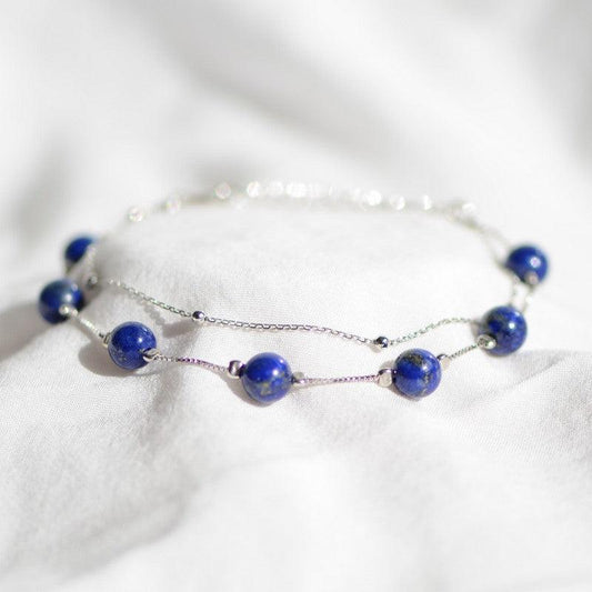 Bracelet en Argent 925 "Contrôle" en Lapis Lazuli - Pièce de Bijouterie - - lespierresdubienetre