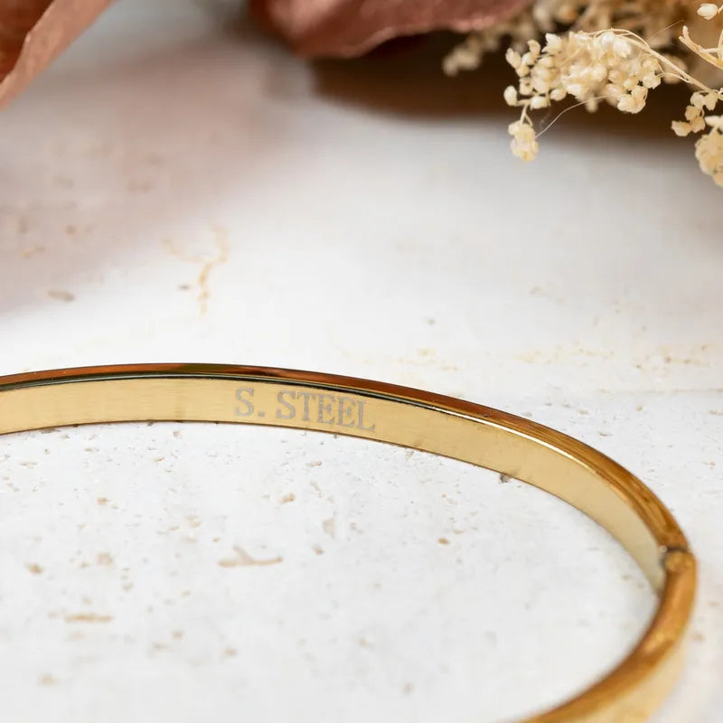 Bracelet "La vie est faite de petits bonheurs", fête des mères en acier inoxydable Doré