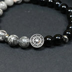 Bracelet Homme Onyx et Jaspe Gris - Maîtrise et Stabilité Marin