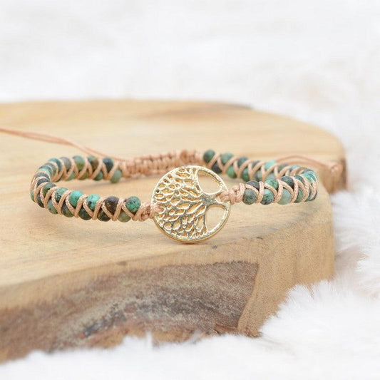 Bracelet Boho "Soulagement et Arbre de Vie" - lespierresdubienetre