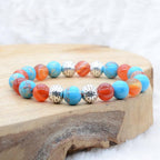 Bracelet "Bien-Être et Ancrage Doux" en Régalite Bleue & Cornaline - lespierresdubienetre
