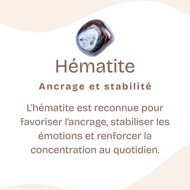 Bracelet "Dissipation" en Hématite (Cœur en Quartz)