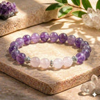 Bracelet "Amour & Harmonie" en Améthyste & Quartz Rose