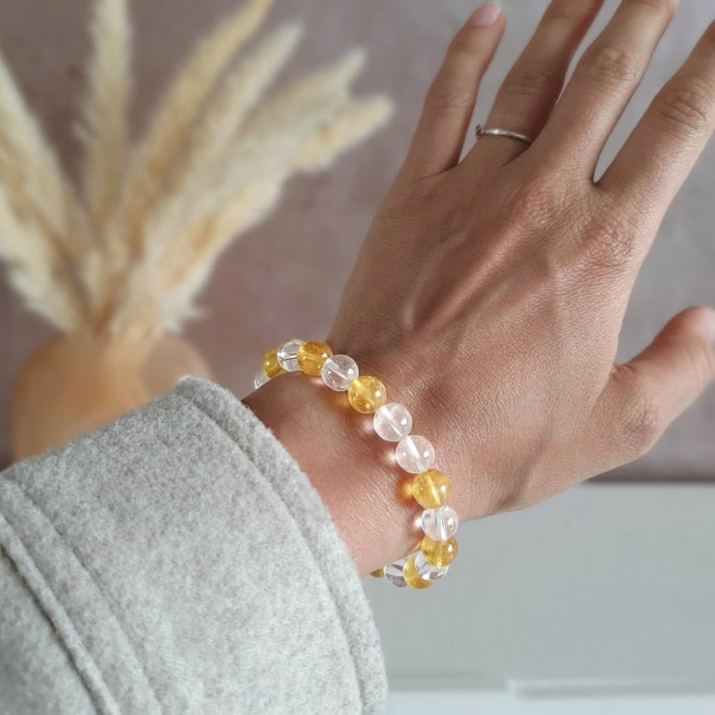 Bracelet "Anti-Fatigue" Mix en Citrine et Cristal de Roche