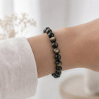Bracelet "Bouclier" en Obsidienne Dorée