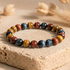 Bracelet "Oeil Triple" en Oeil-de-Tigre/Taureau/Céleste
