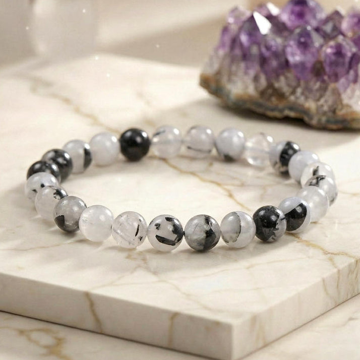 Bracelet "Purification et Protection" en Quartz & Tourmaline Noire