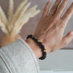 Bracelet "Bouclier" en Obsidienne Dorée