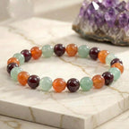 Bracelet mix "Guérison" en Grenat, Cornaline et Aventurine Verte