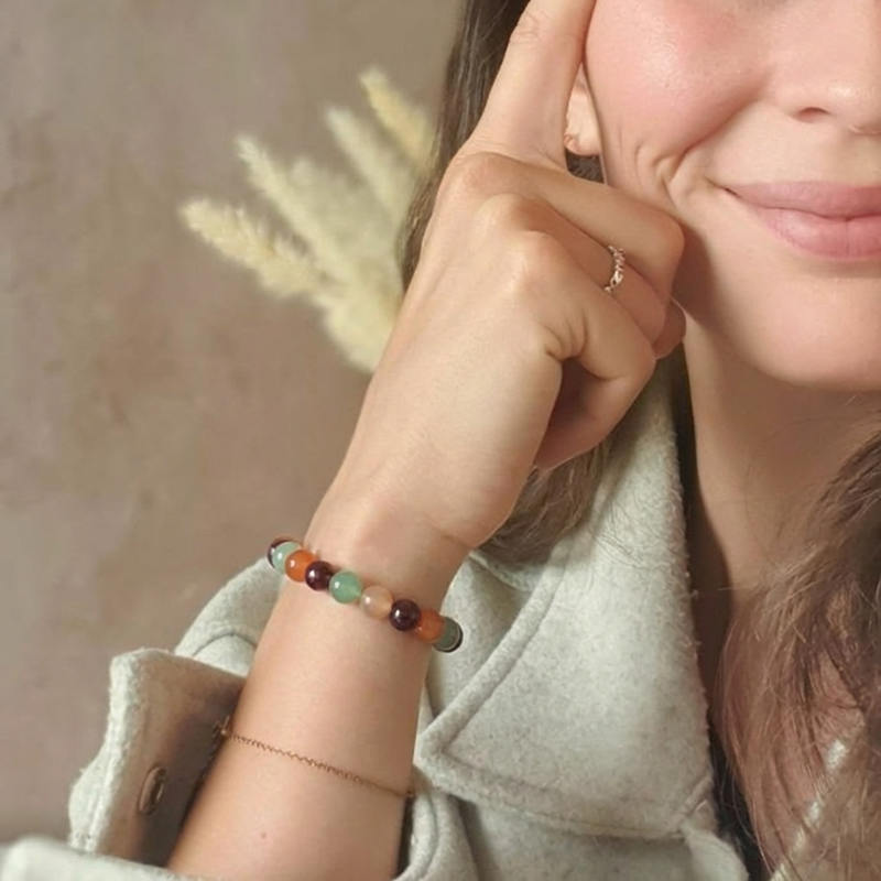 Bracelet mix "Guérison" en Grenat, Cornaline et Aventurine Verte