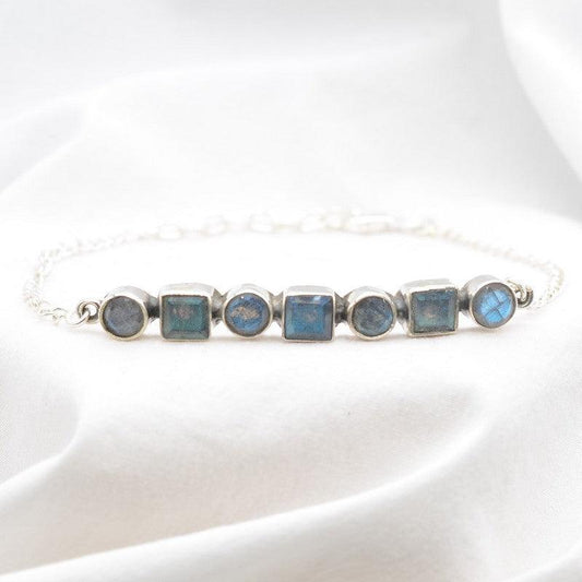 Bracelet en Labradorite & Argent 925 - Pièce de Bijouterie - - lespierresdubienetre