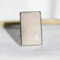Bague "Amour" Cabochon Rectangle en Quartz Rose