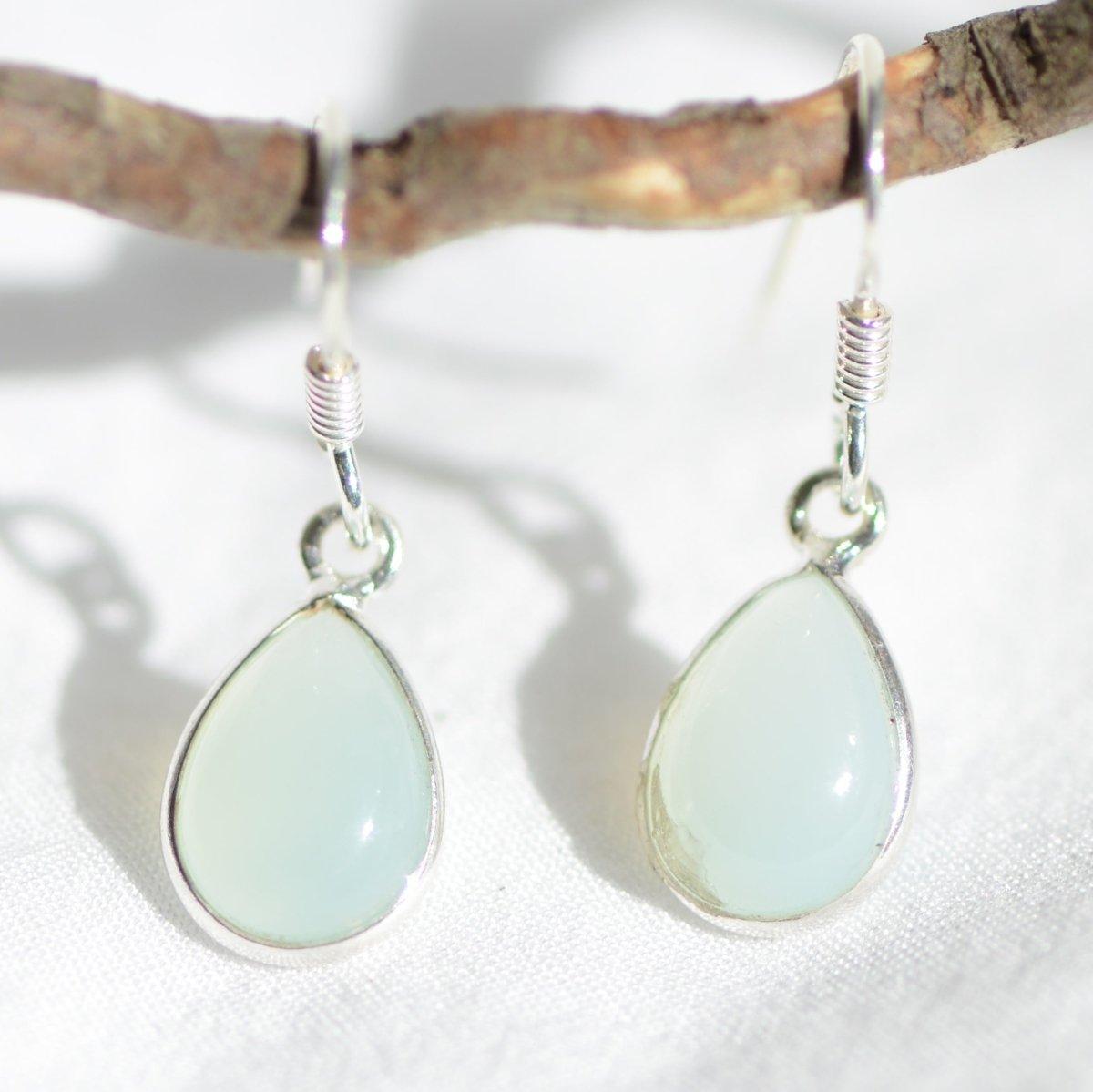 Boucles d'oreilles "Douceur" en Opaline Goutte (Argent 925) - lespierresdubienetre