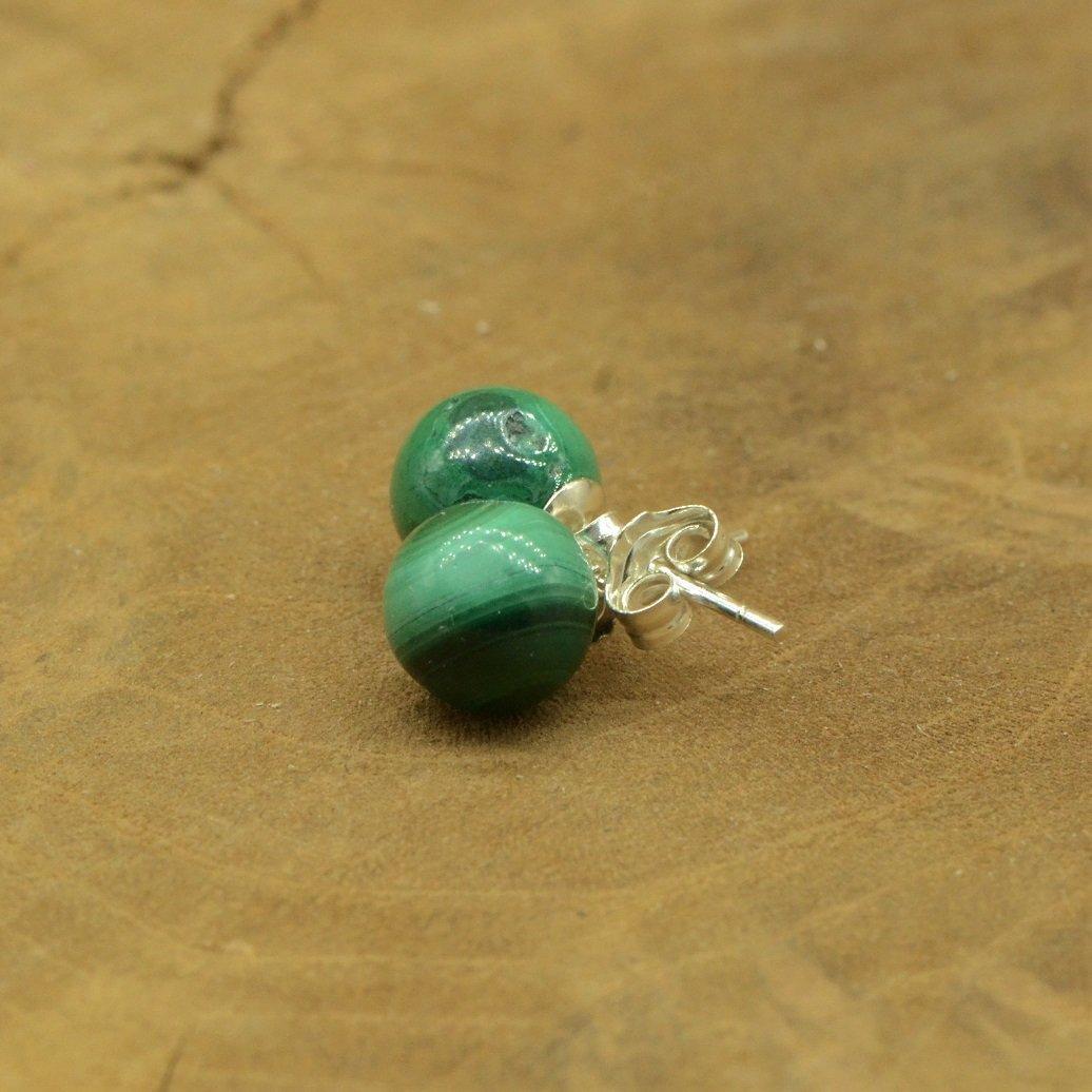 Boucles d'oreilles "Paix" en Malachite (Argent 925) - lespierresdubienetre