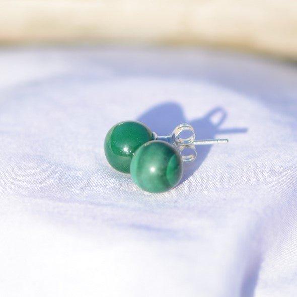 Boucles d'oreilles "Paix" en Malachite (Argent 925) - lespierresdubienetre