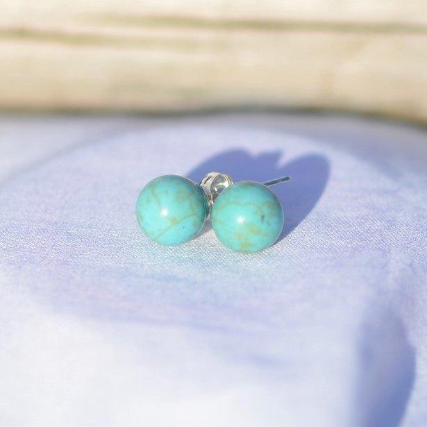 Boucles d'oreilles "Patience" en Howlite Bleu (Argent 925) - lespierresdubienetre