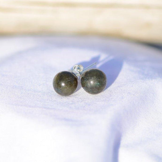 Boucles d'oreilles "Protection" en Labradorite (Argent 925) - lespierresdubienetre