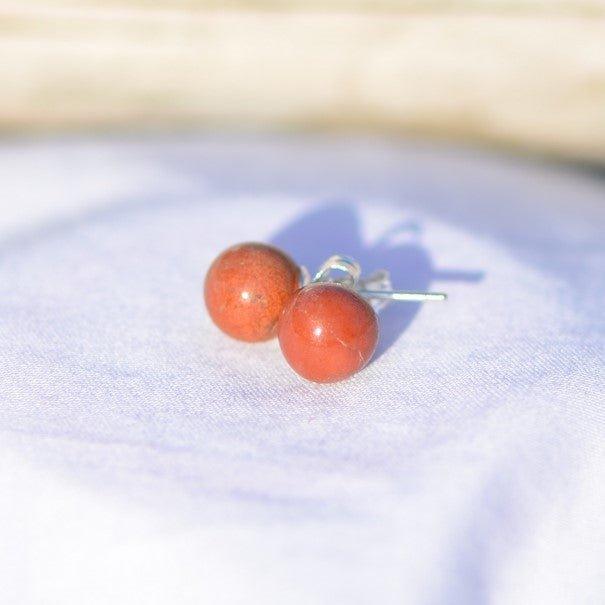 Boucles d'oreilles "Protectrice" en Jaspe Rouge (Argent 925) - lespierresdubienetre