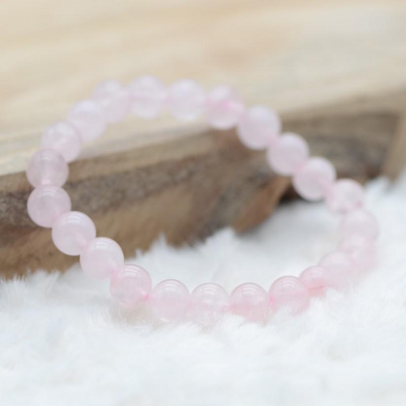 Bracelet "Amour" en Quartz Rose - lespierresdubienetre