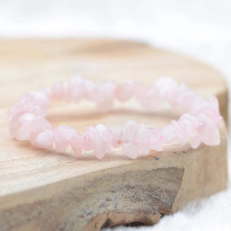 Bracelet "Amour" en Quartz Rose Chip - lespierresdubienetre