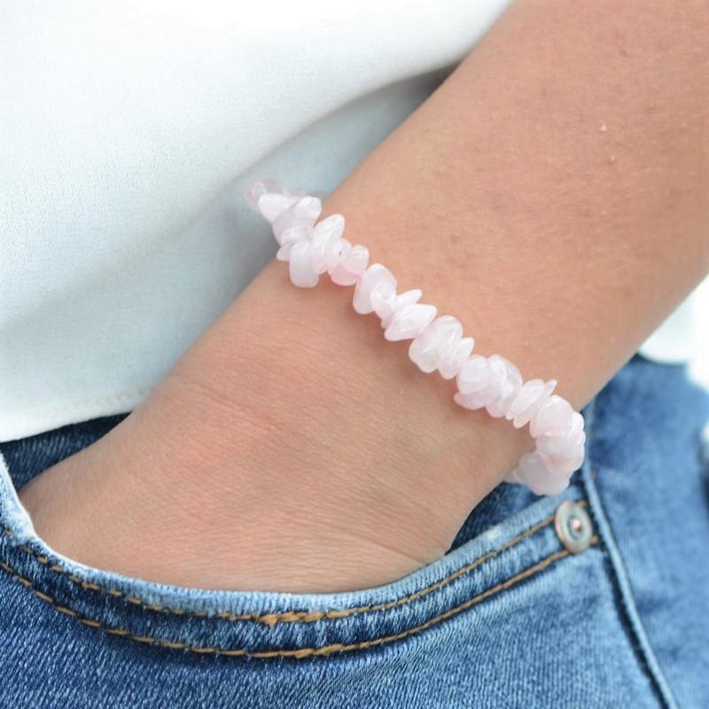 Bracelet "Amour" en Quartz Rose Chip - lespierresdubienetre