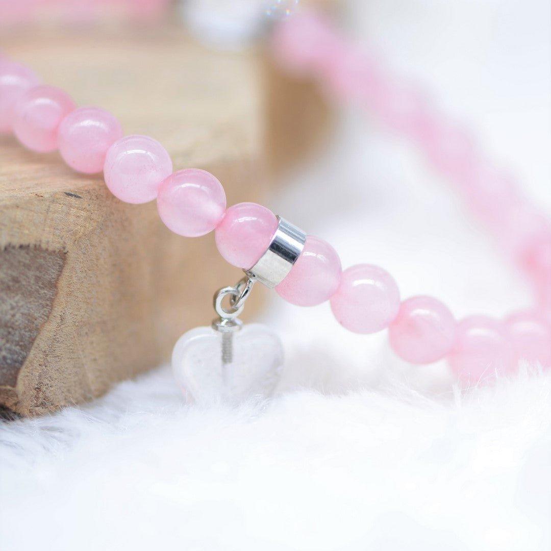 Bracelet "Amour" en Quartz Rose (Cœur en Quartz) - lespierresdubienetre