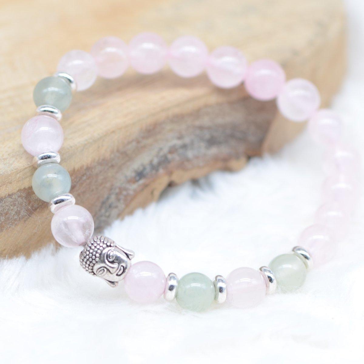 Bracelet "Amour et Sérénité" en Jade & Quartz rose - lespierresdubienetre