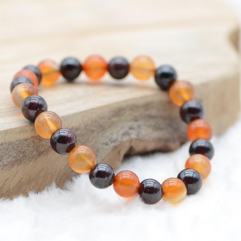 Bracelet "Ancrage et Assurance" Mix en Cornaline et Grenat - lespierresdubienetre