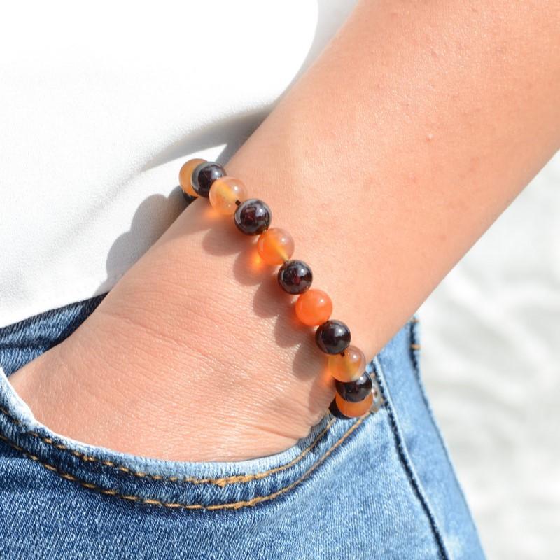 Bracelet "Ancrage et Assurance" Mix en Cornaline et Grenat - lespierresdubienetre