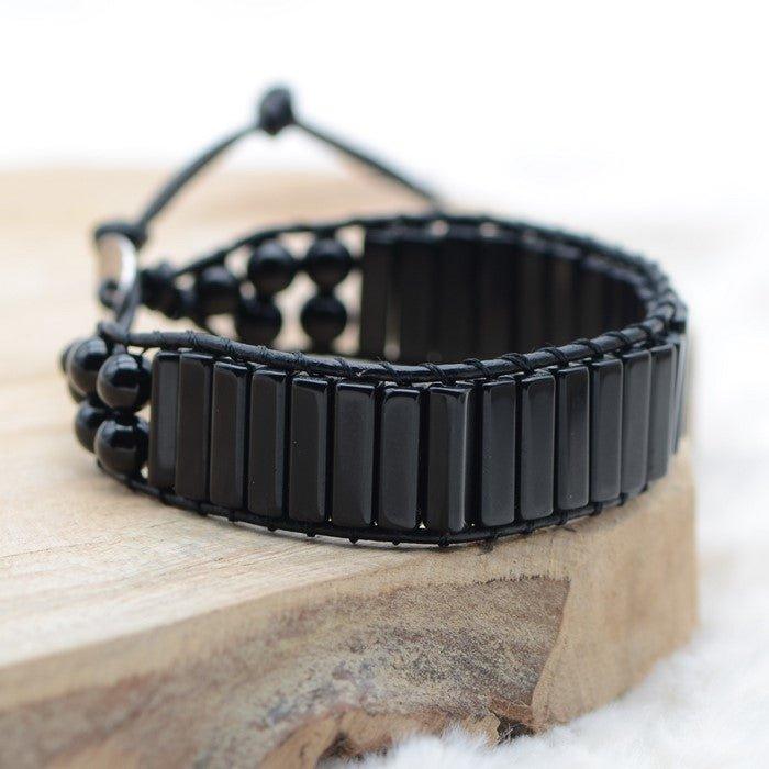 Bracelet Boho "Force" en Onyx - lespierresdubienetre