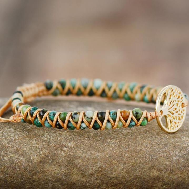 Bracelet Boho "Soulagement et Arbre de Vie" - lespierresdubienetre