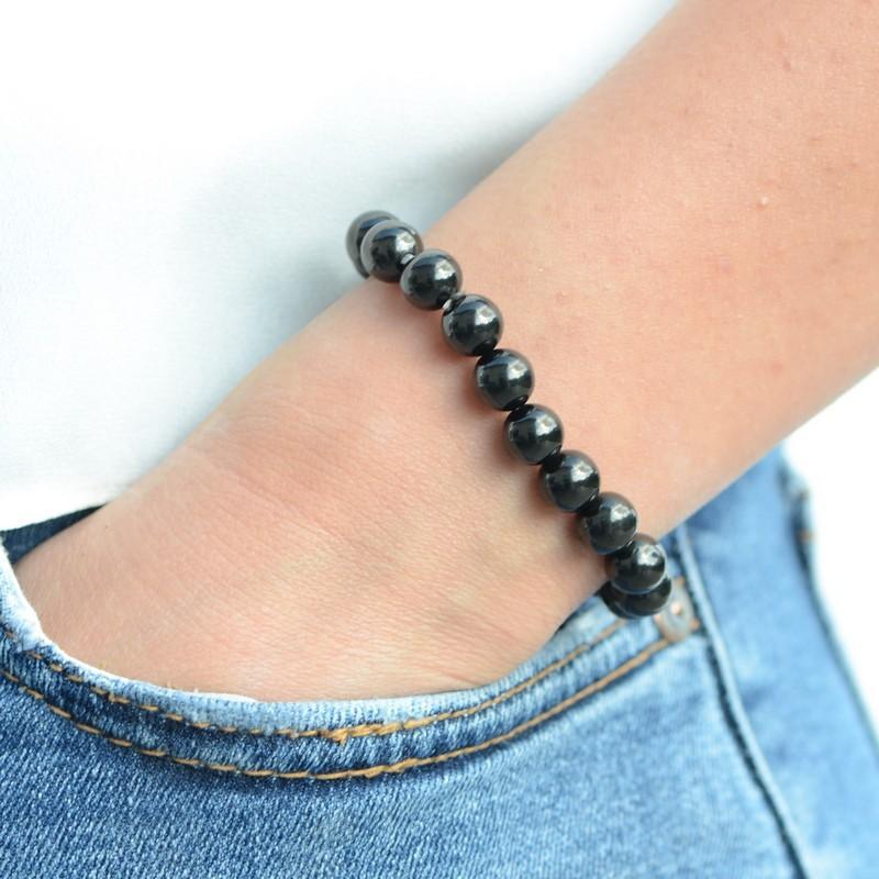 Bracelet "Bouclier" en Obsidienne - lespierresdubienetre