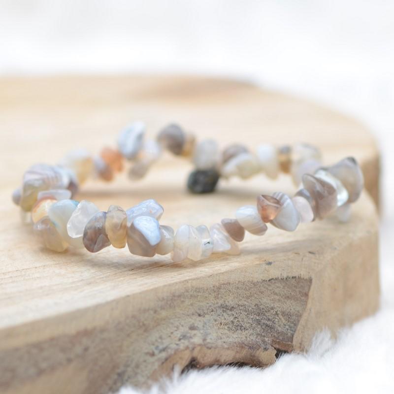 Bracelet "Chance" en Agate du Botswana Chip - lespierresdubienetre