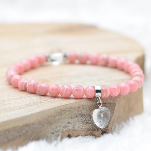 Bracelet "Compassion" en Rhodochrosite (Coeur en Quartz) - lespierresdubienetre