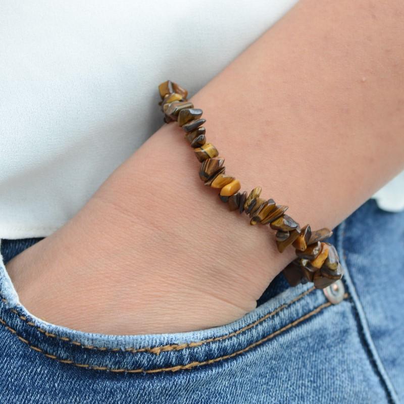 Bracelet "Confiance" en Oeil-de-Tigre Chip - lespierresdubienetre