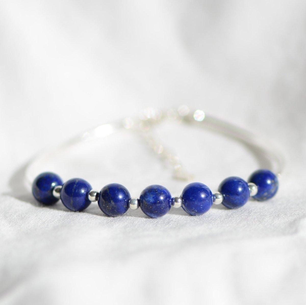 Bracelet "Contrôle" en Lapis Lazuli & Argent 925 - Pièce de Bijouterie - lespierresdubienetre