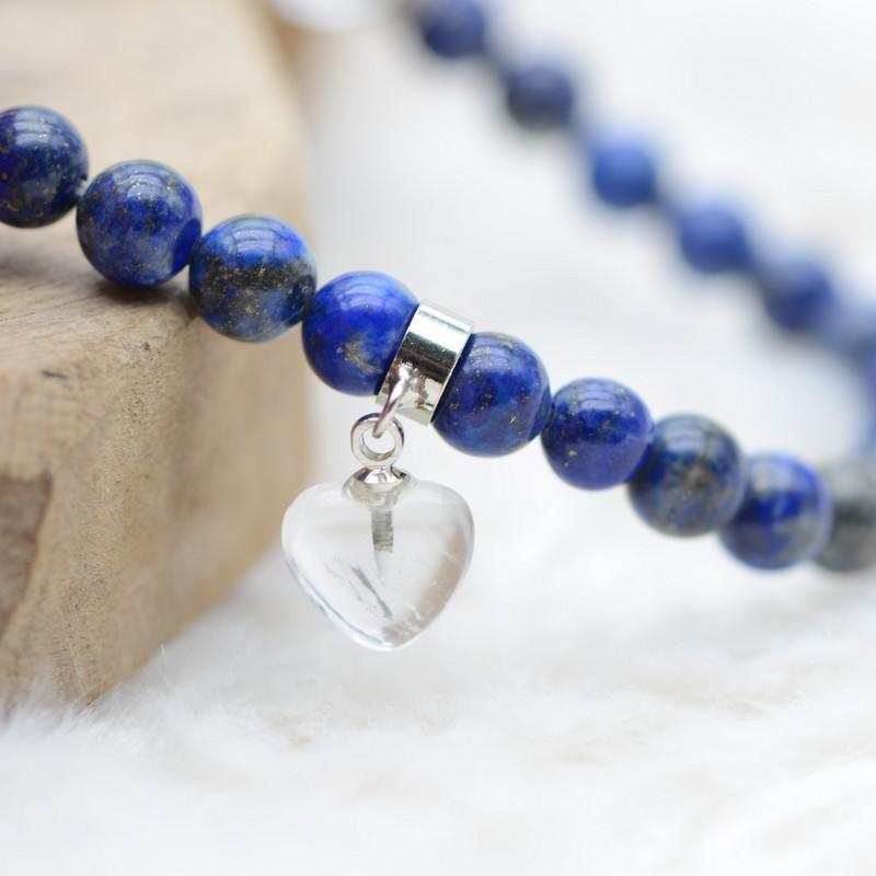 Bracelet "Contrôle" en Lapis Lazuli (Cœur en Quartz) - lespierresdubienetre