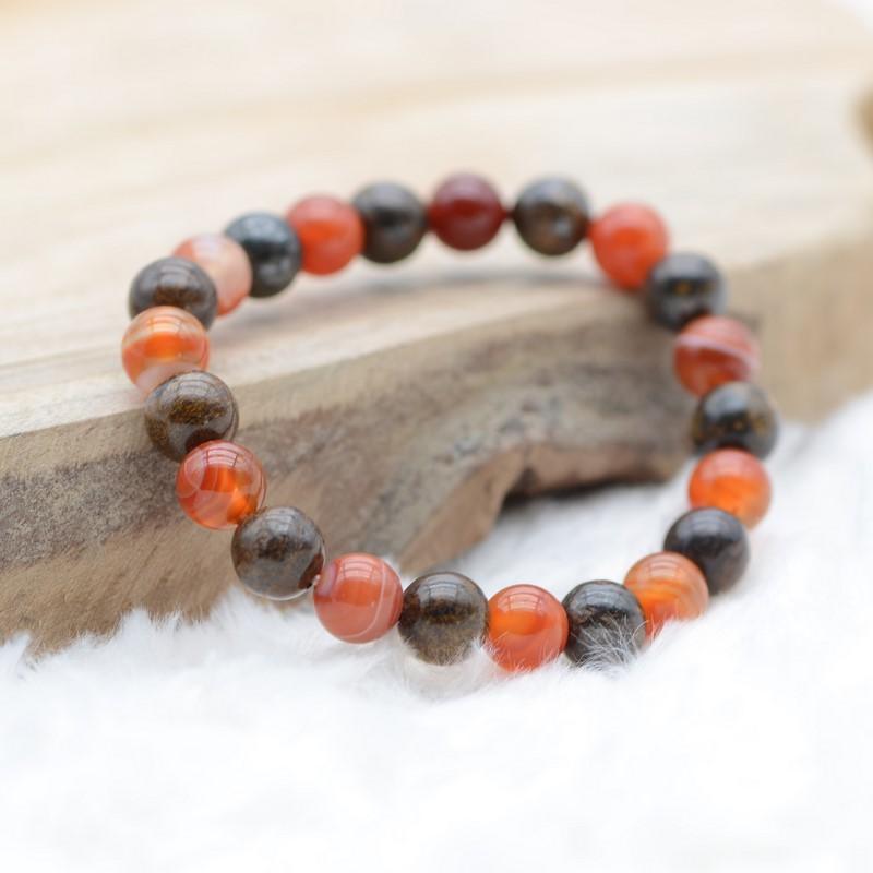 Bracelet "Douceur" Mix en Bronzite et Cornaline - lespierresdubienetre