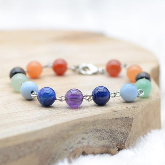 Bracelet "Émotion des 7 Chakras" avec mousqueton - lespierresdubienetre