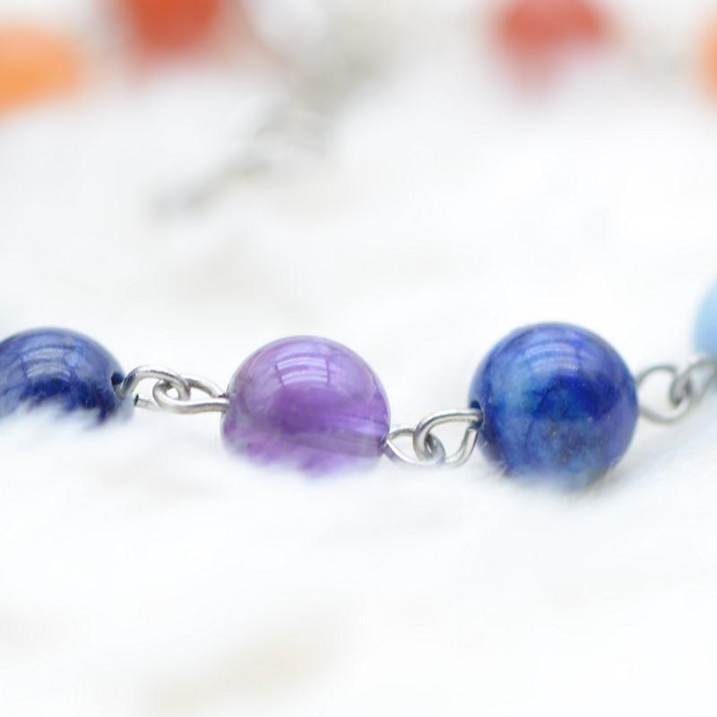 Bracelet "Émotion des 7 Chakras" avec mousqueton - lespierresdubienetre