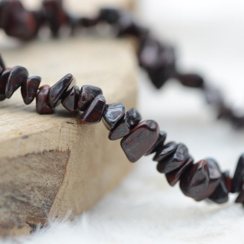 Bracelet "Force Mentale" en Agate Noire Chip - lespierresdubienetre